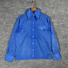 VINTAGE 70s Skyr Shirt Mens Small Nylon Snowflake Disco Polyester Ski Winter