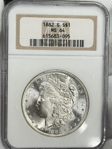 1882-S $1 Morgan Silver Dollar NGC MS64 NOT SENT TO CAC UNDERGRADED BLAZER!
