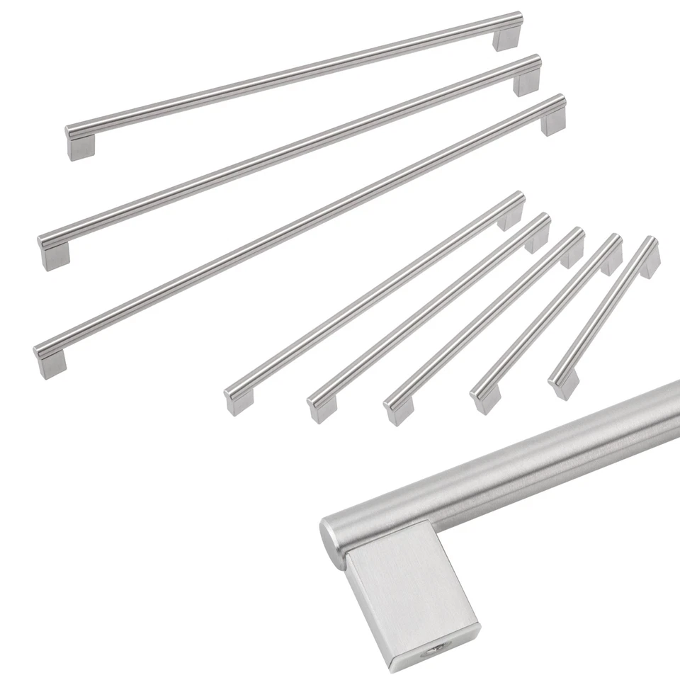 Modern Cabinet Handles Brushed Nickel Bar Pulls Kitchen Drawer Stainless Steel - Image 3 of 4