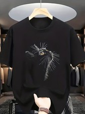 Casual Short Sleeve T-Shirt with Cute Cat Face Print - Round Neck Summer Tee, R