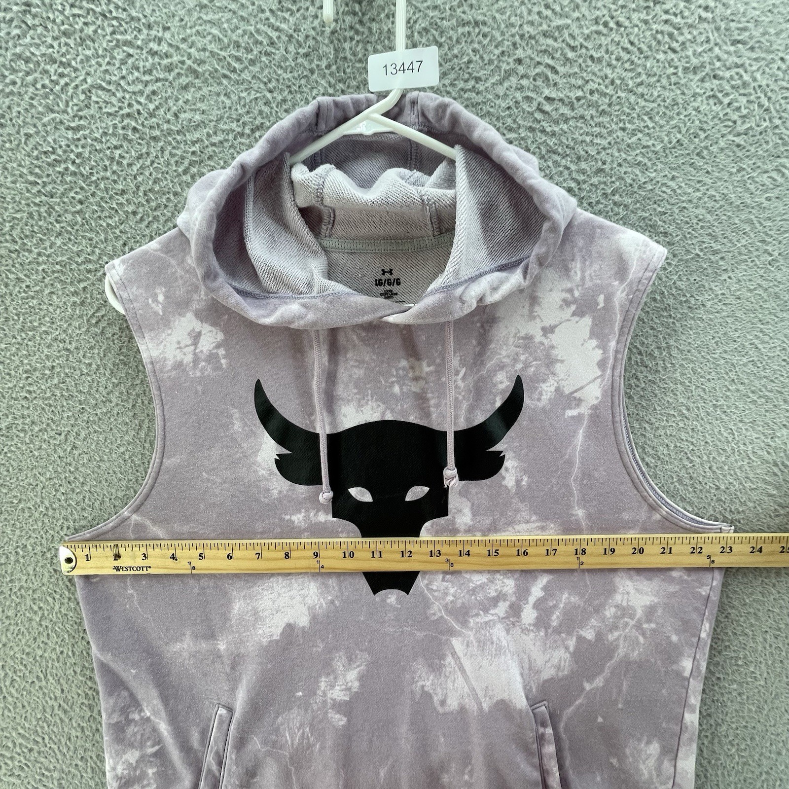 Under Armour Project Rock Hoodie Men Large Purple Sleeveless Tye Dye Streetwear* thumbnail 14