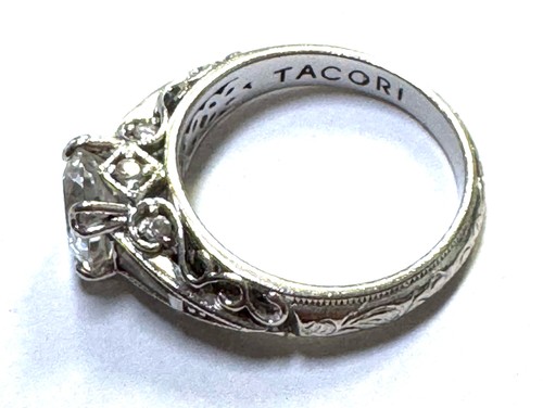Anello Tacori zirconi zirconi argento sterling taglia 8 filigrana baguette fidanzamento - Foto 2 di 5