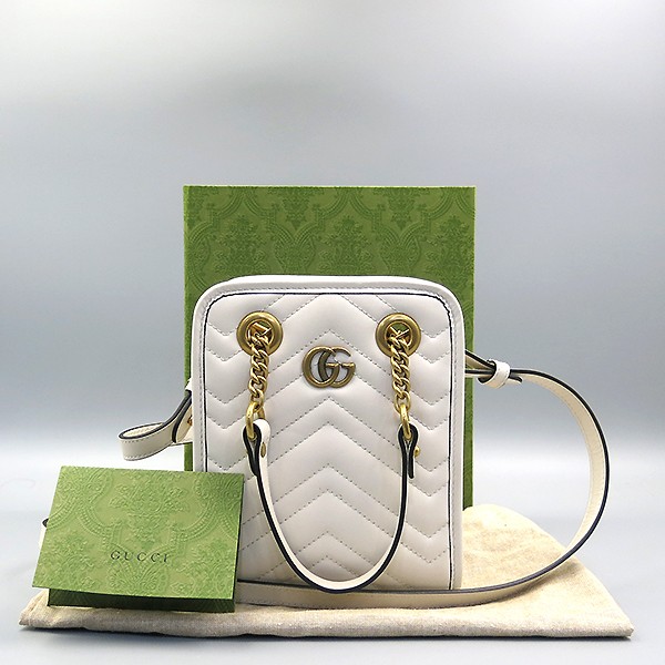 Gucci GG gold ivory leather mini Marmont matelassé shoulder bag