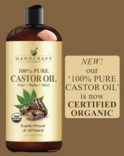Handcraft Blends Organic Castor Oil Carrier Oil for Hair and Body  - 16 Fl Oz
