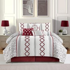 Stratford Park Luxury 7 Piece Cozy Comforter Set, California King, White and ...