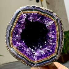 3.23LB Natural Amethyst agate geode quartz cluster crystal specimen Healing