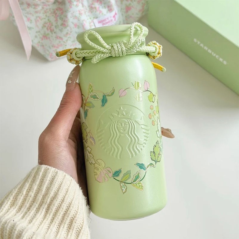 Starbucks ライトグリーン水筒 名入れ専用】ハンディーステンレスボトルライトグリーン500ml|ボトル 花柄 弁当箱・水筒