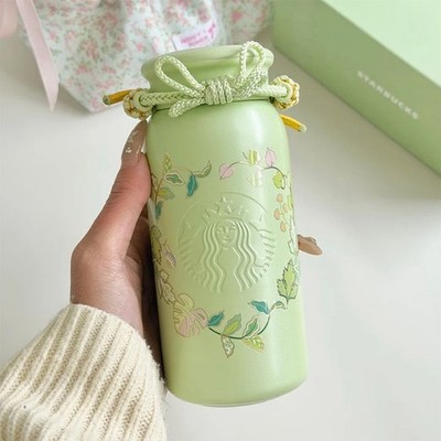 Starbucks ライトグリーン水筒 花柄 New Starbucks China 2026 Spring Auspicious Pattern 12oz Compact