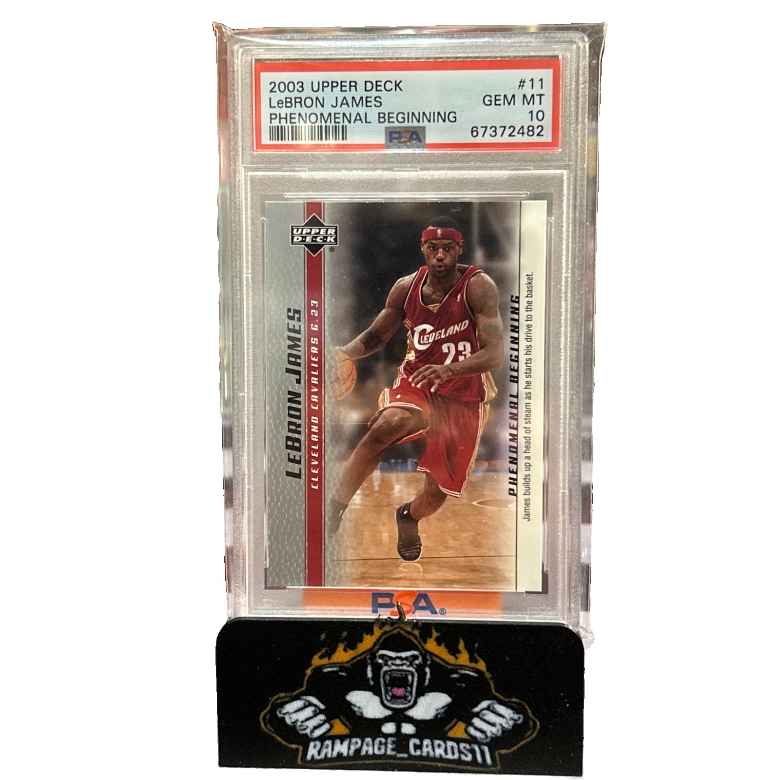 Graded 2003 Upper Deck LEBRON JAMES #11 Phenomenal Beginning Rookie Card PSA 10