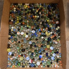 Vintage Lot Of 8 Lbs Pounds Marbles Orange White Clear Cats Eyes Amber