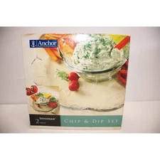 Anchor Hocking Savannah Chip and Dip Set, 2 Piece Glass Serving Set