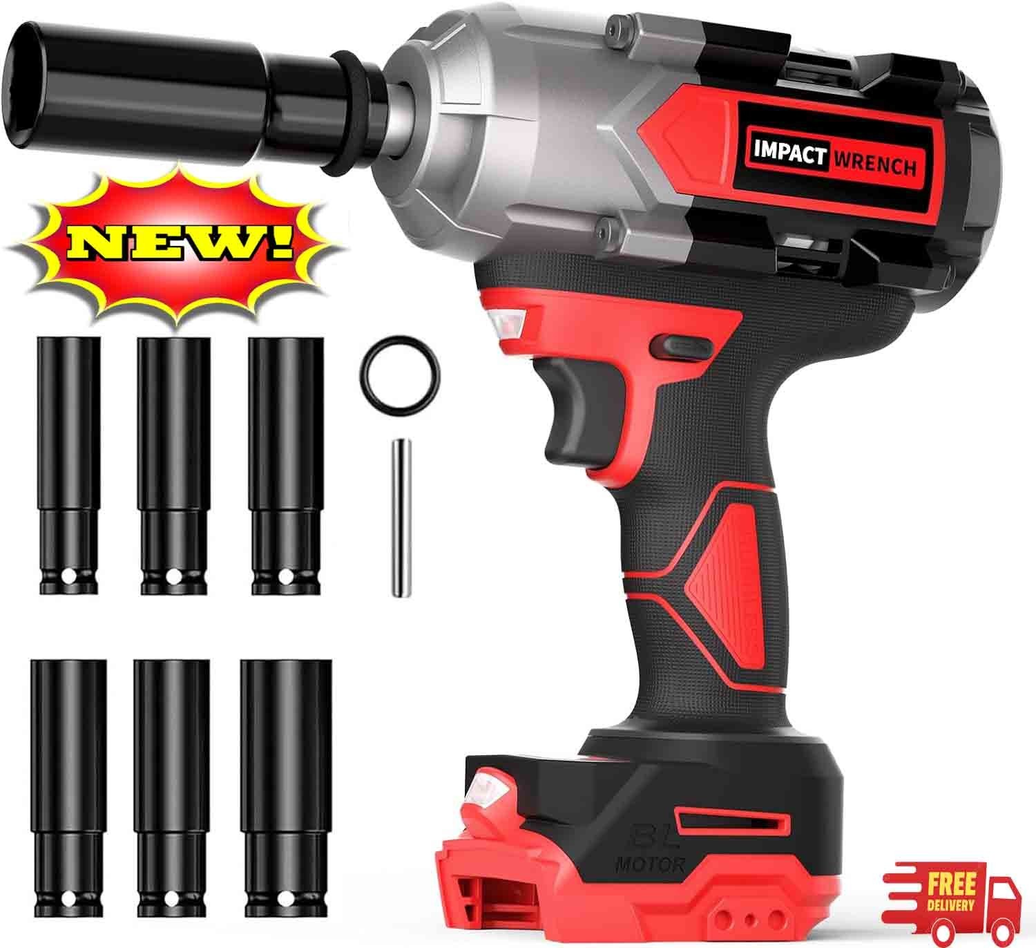 Llave de impacto de 1200 N·m compatible con batería Milwaukee de 18 V (batería n