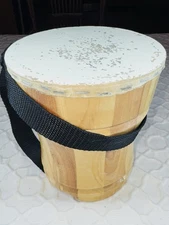 Vintage 1960s Wood & Leather Bongo One Drum Musical Decor Quality Made MCM