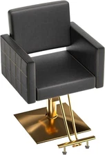 Heavy Duty Salon Chair w/ Stainless Steel Base - Height Adjustable Barber Chair