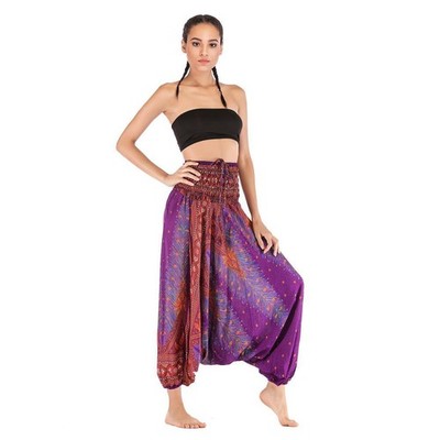 Damen Yogahosen, weite Haremshosen, Hosen mit Blumenmuster, Tanzhosen