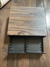 VTG 2-Drawer VHS Cassette Tape Storage Cabinet Box Faux Wood Grain Retro