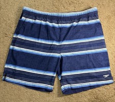 Speedo Hydro Tech Volley Swim Shorts Men XXL Lined Striped UPF 50 Vacation