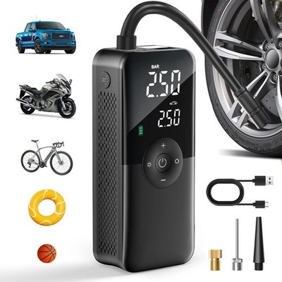 Tragbarer wiederaufladbarer Reifenfüller - Digitaler Luftkompressor für Auto, Fahrrad & Ball