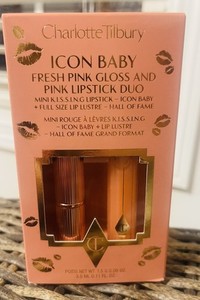 NEW Charlotte Tilbury 2pc ensemble Icon Baby Mini Rouge à lèvres Lustre à lèvres