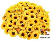 100Pcs Yellow Artificial Sunflower Flower Heads,Mini Fake Sunflower Decorative
