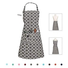 LessMo Kitchen Cooking Aprons with 3 Pockets for Men Women - Cotton Adjustabl...