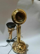 Brass Candlestick Vintage Phone Rotary Dial Antique Station Telephone Home D&eacute;cor