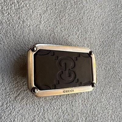 GUCCI Guccissima Brown Leather Money Clip Gold Tone Made in Italy from JAPAN