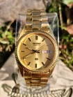 Vtg Seiko SQ Quartz 5Y23-8A61 Day/Date President Gold Tone 35mm Men's Watch NICE
