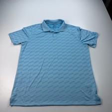 Nike Golf Polo Shirt Mens Large Blue Geometric Dri Fit Lightweight Casual