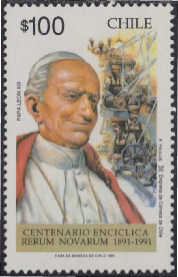 Chile 1039 1991 Centenario Encíclica Rerum Novarum Papa León XIII MNH