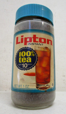 VINTAGE 1980's NOS LIPTON INSTANT TEA GLASS JAR SEALED FULL
