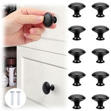 10PCS Matte Black Cabinet Knobs Kitchen Bathroom Cabinet Pulls Stainless Steel
