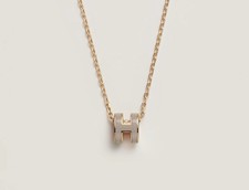 Hermes Mini Pop H Pendant Necklace Marron Gla...