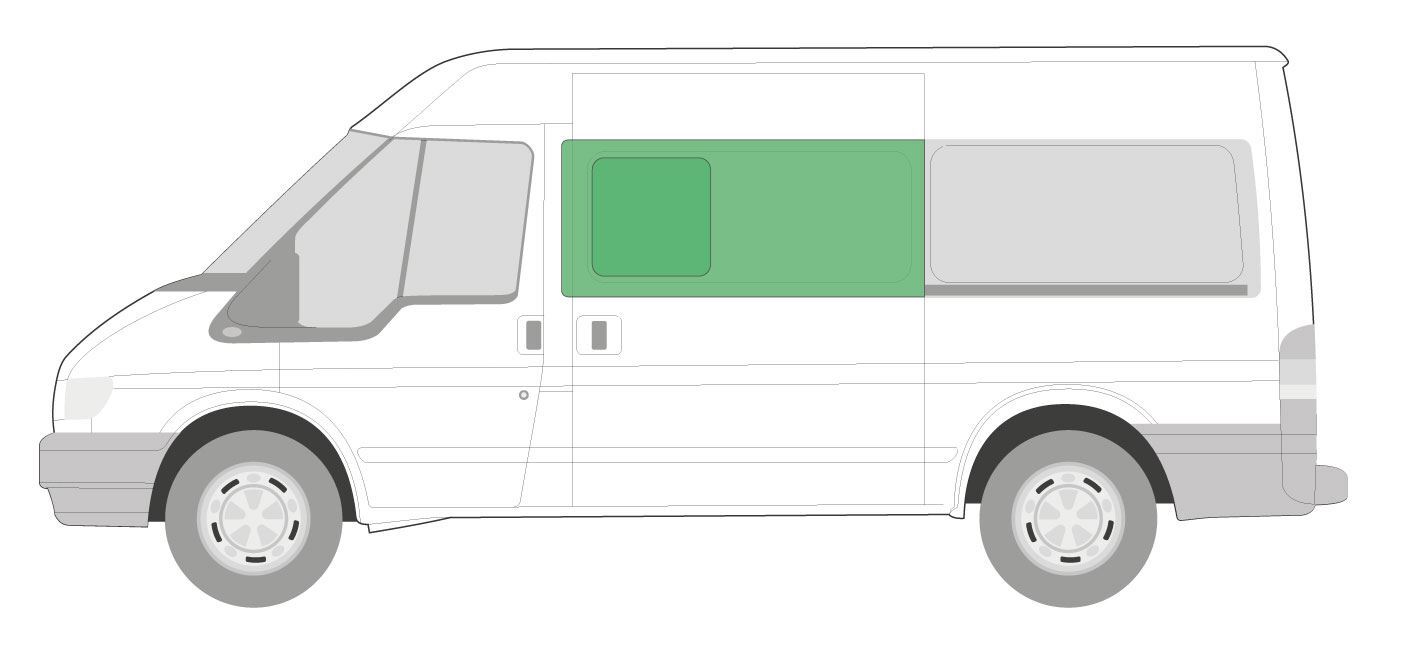 Nearside Left Sliding Opening Window Dark Tint Ford Transit 2000-2013 MWB LWB