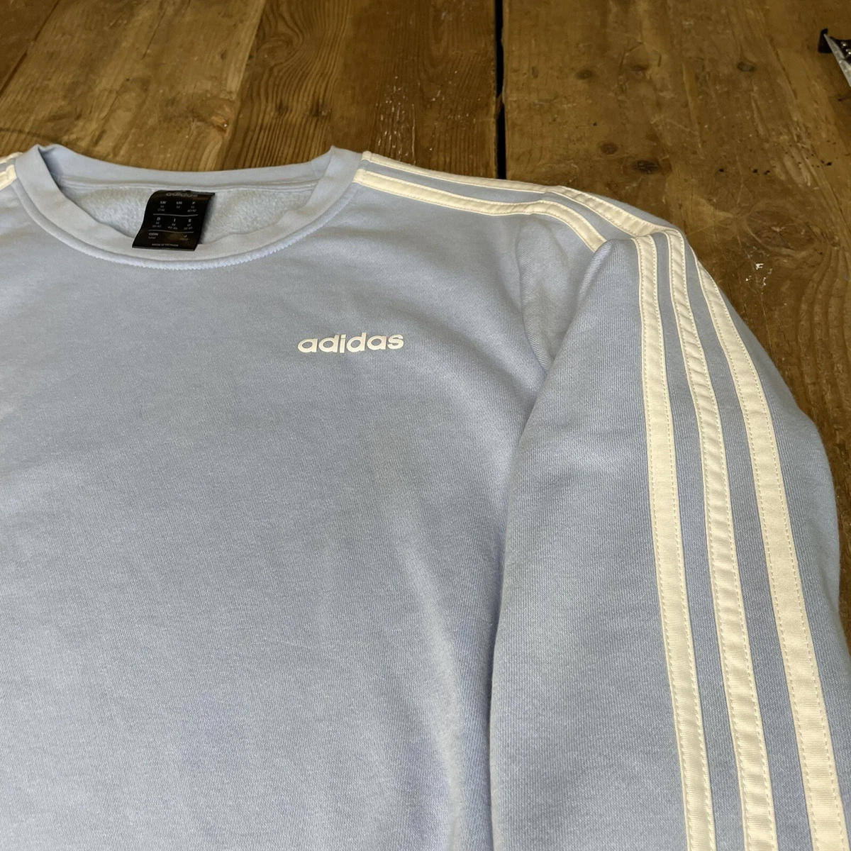 Adidas Sweatshirt Light Blue Fleece Crew Sweatshirt 3 Stripes