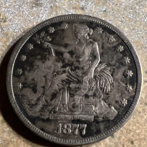 1877 Trade Dollar AU About Uncirculated Wonderfully Toned V-665