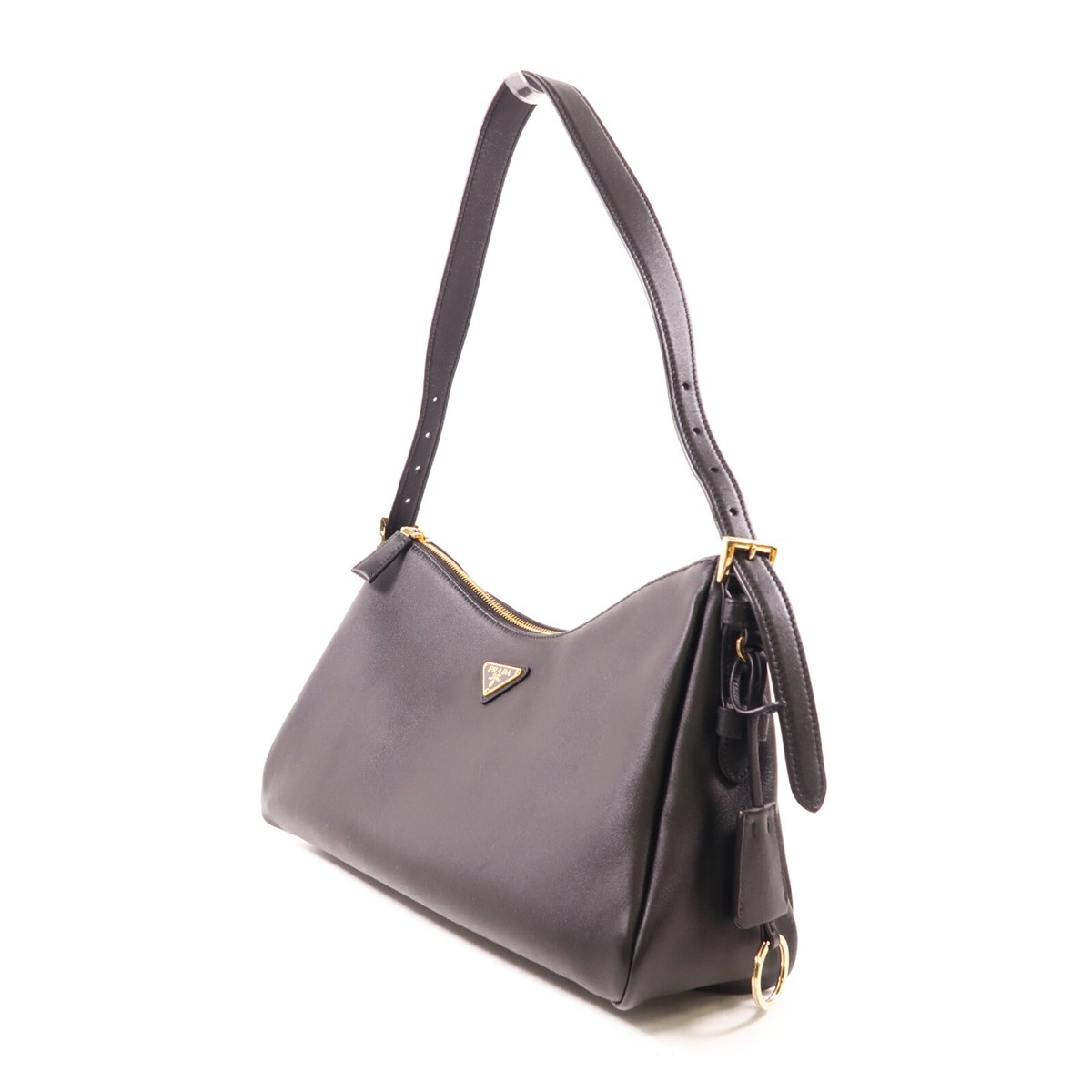 PRADA GHW Aimee Shoulder Bag Black Leather 1BC231 2CYS.F0002