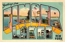Large Letter Greetings from Finger Lakes, New York NY Postcard Copy