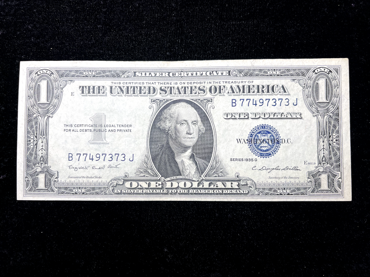 1935-G $1 Silver Certificate Blue Seal + Serial Numbers (Crisp UNC