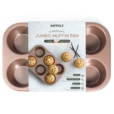 HAPPIELS Non Toxic Nonstick 6 Cup Jumbo Muffin Pan | Non Stick Large Cupcake Tin
