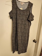 Michael Kors Leopard Tee Shirt Dress, Short Cut Out Sleeves,NWT, Xs