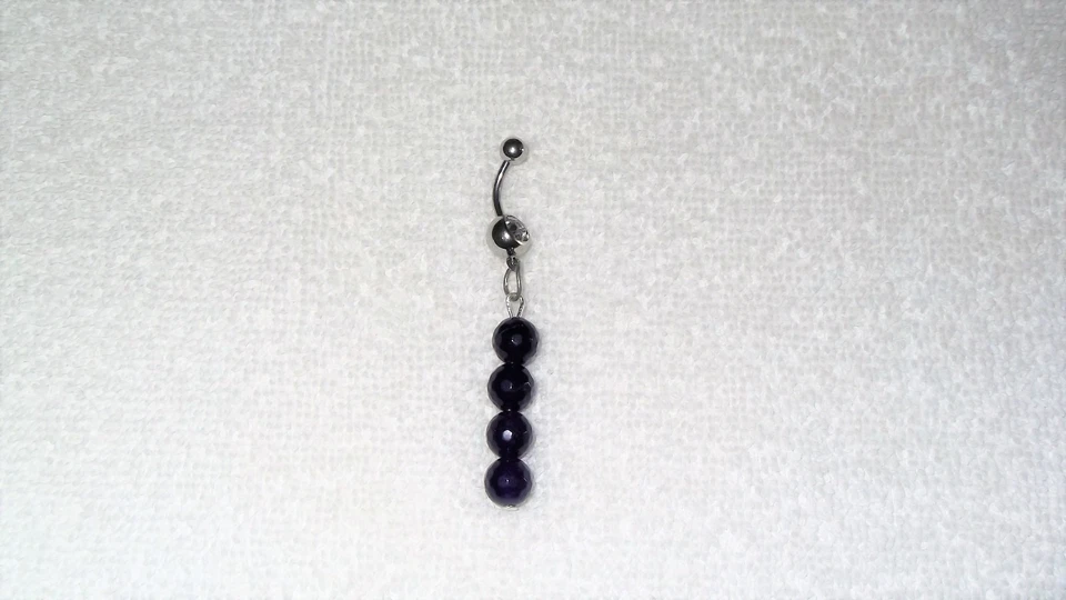 Piercing de joyería anillo ombligo ombligo ombligo cuentas facetadas amatista rusa púrpura  Foto 2 de 2