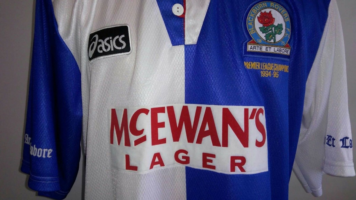 ブラックバーン・ローヴァーズ 1994-95 レア　サッカー　ユニフォーム シアラーが躍動！1994/95ブラックバーン、プレミア悲願の初優勝