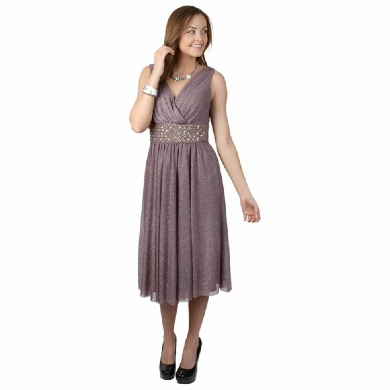 Jessica Howard Missy Sleeveless Beaded Glitter Dress, Taupe, 14 | eBay