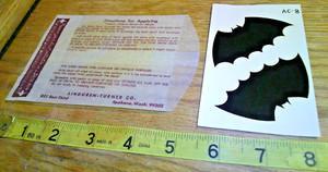 original Vintage water decal Batman logo Lindgren -Turner Company