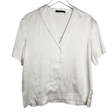 kes nyc dvory 100% Silk short sleeve relax fit button down blouse top size small