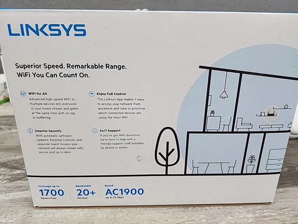 Linksys MAX-STREAM AC1900 MU-MIMO Dual-Band 2.4GHz/5GHz Gigabit Wi-Fi Router - Image 4 of 4