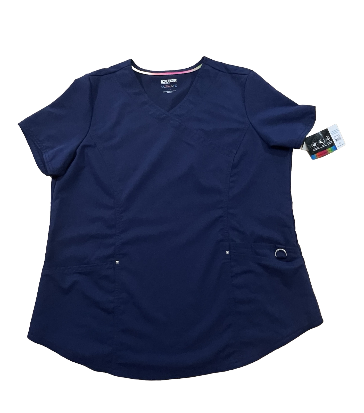 Scrubstar Ultimate Stretch Women’s Premium Mock Wrap Top Indigo Blue