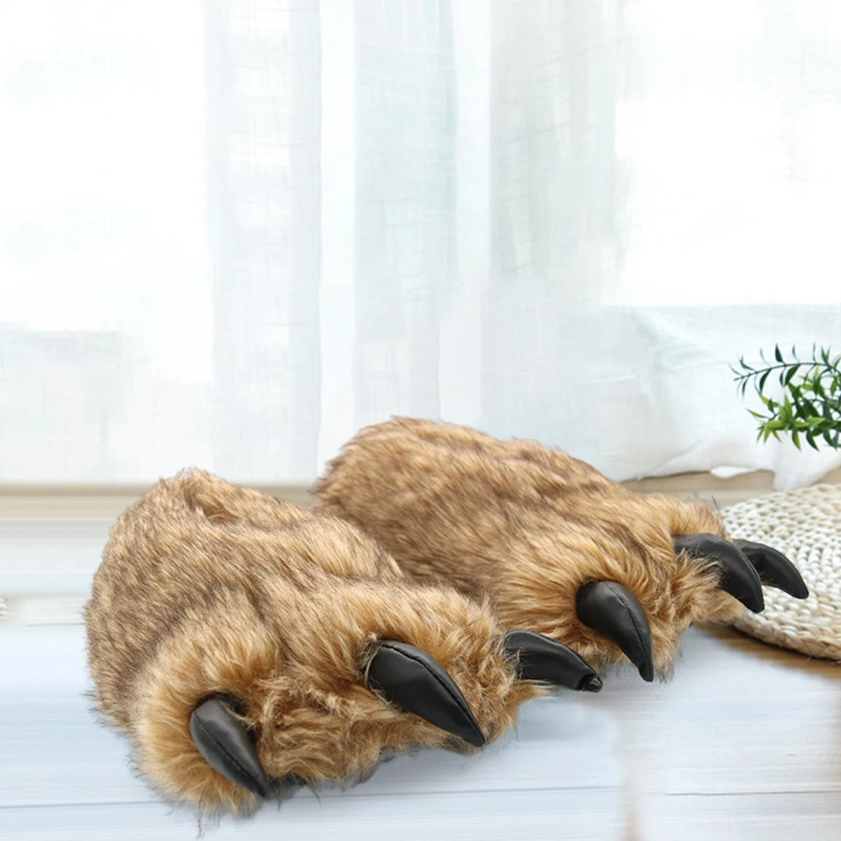 Bear Claw Women Plush Slippers Soft Warm House Shoes for Bedroom