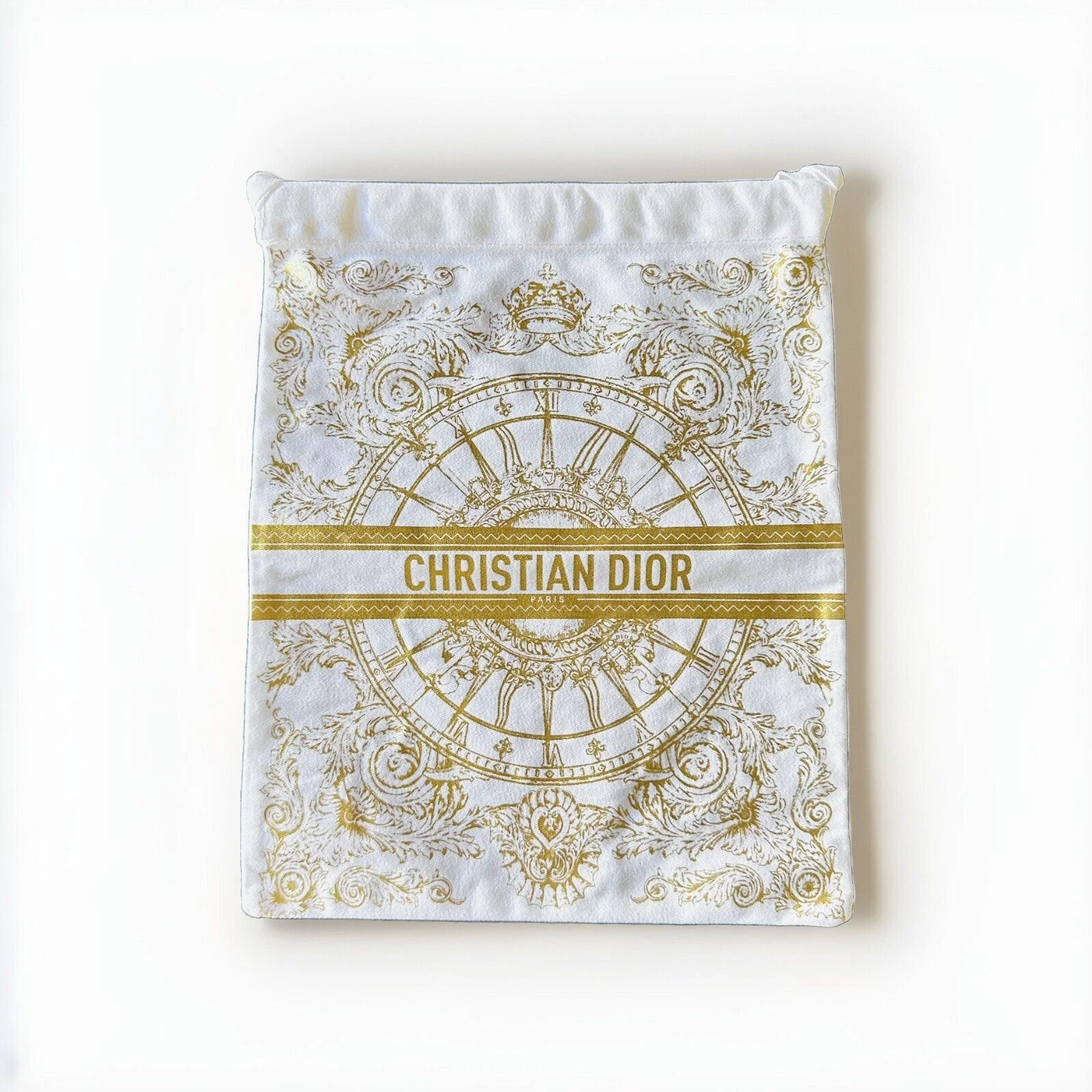 Authentique sac à poussière Dior toile dessin ficelle pour cadeau de vacances L 11,25 x H 9